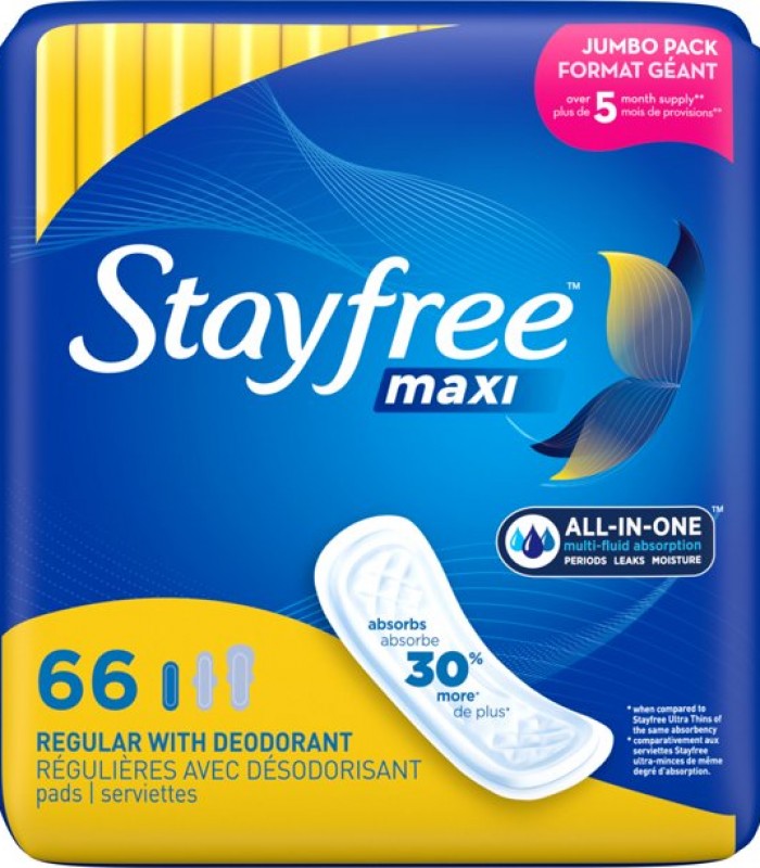 ShopBBMall.com: Stayfree Maxi Pads Wingless, Scented, Regular, 66 Ct